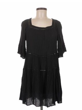 Playa Lucila Black Tiered Gauze Mini Dress Square Neck Shopbop Size M